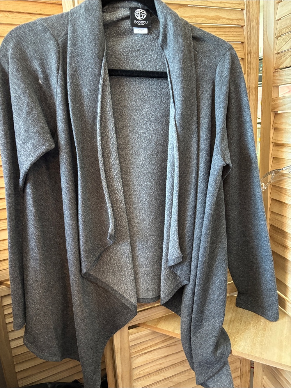 bobeau Charcoal Gray Open-Front Waterfall Lightweight Fleece Cardigan Pet Lrg